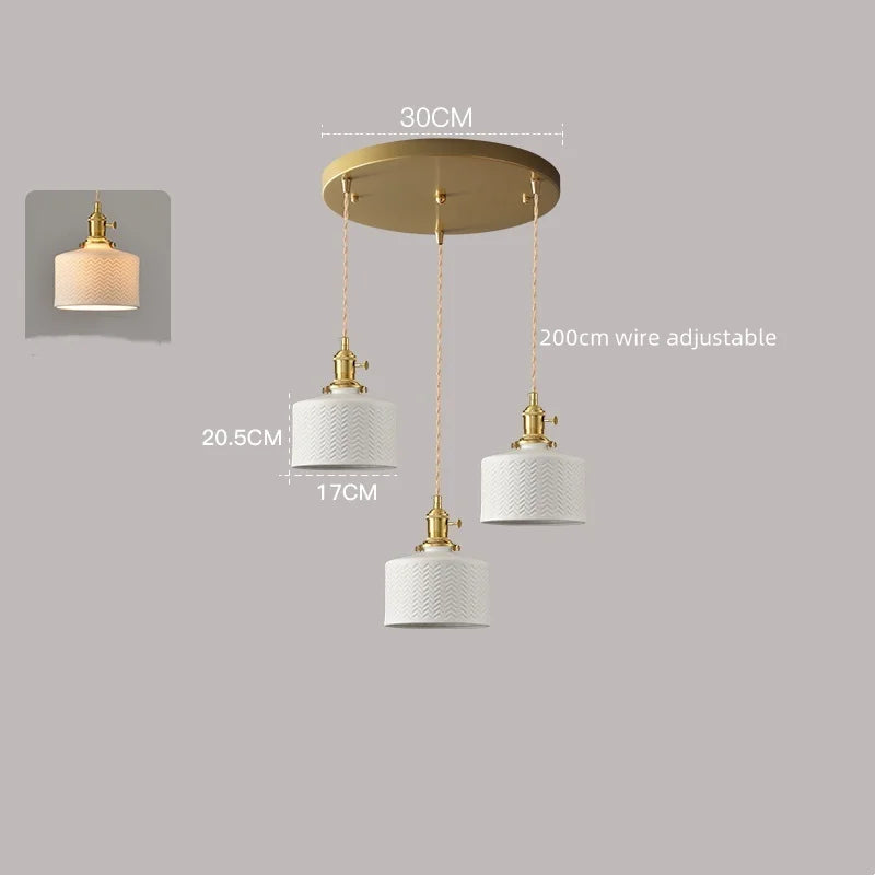 Axyaa White Ceramic LED Pendant Lamp Modern Hanging Light Fixtures