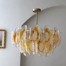 Axyaa Vintage Amber Glass Chandelier: Mid-Century American Style Light for Living Room