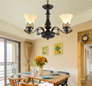 Axyaa Loft Pendant Chandelier with LED Bulb, Wrought Iron and Glass Cover