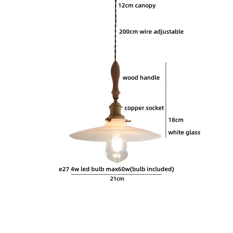 Axyaa White Glass Pendant Light for Bedroom Living Dining Room Chandelier LED Hang Lamp