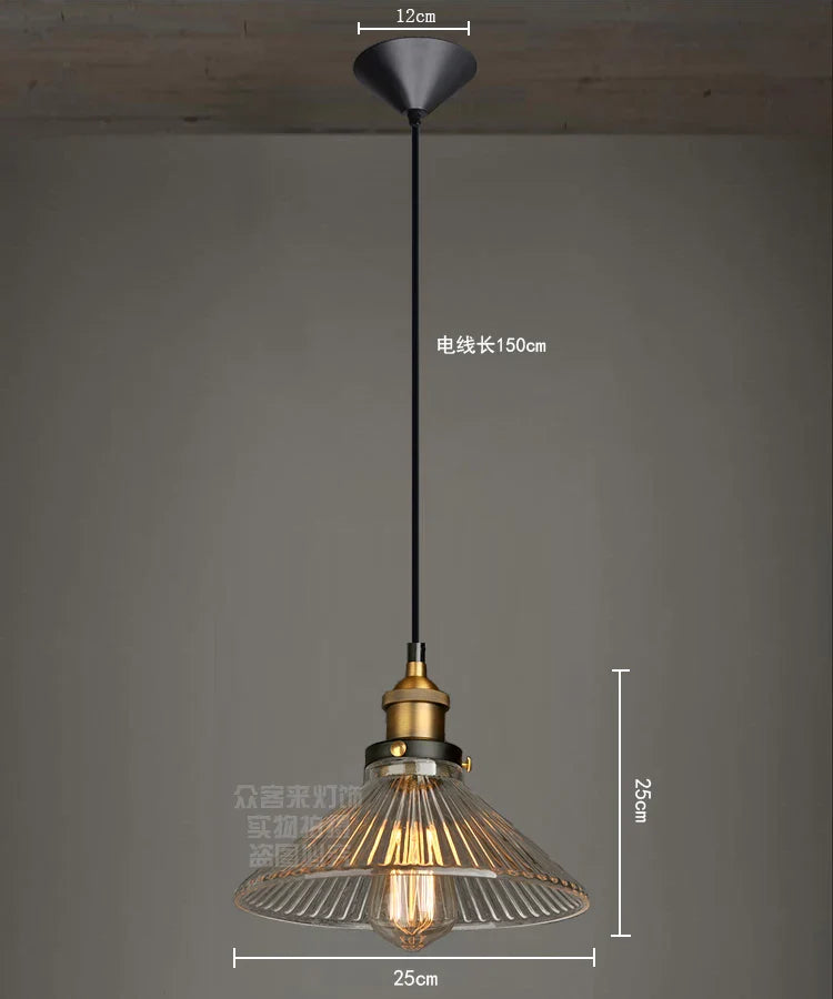 Axyaa Retro Loft Glass Pendant Light Industrial Lamp Vintage Style