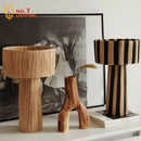Axyaa Rattan LED Floor Lamp - Retro Wabi-Sabi Art Decor for Bedroom Living Room