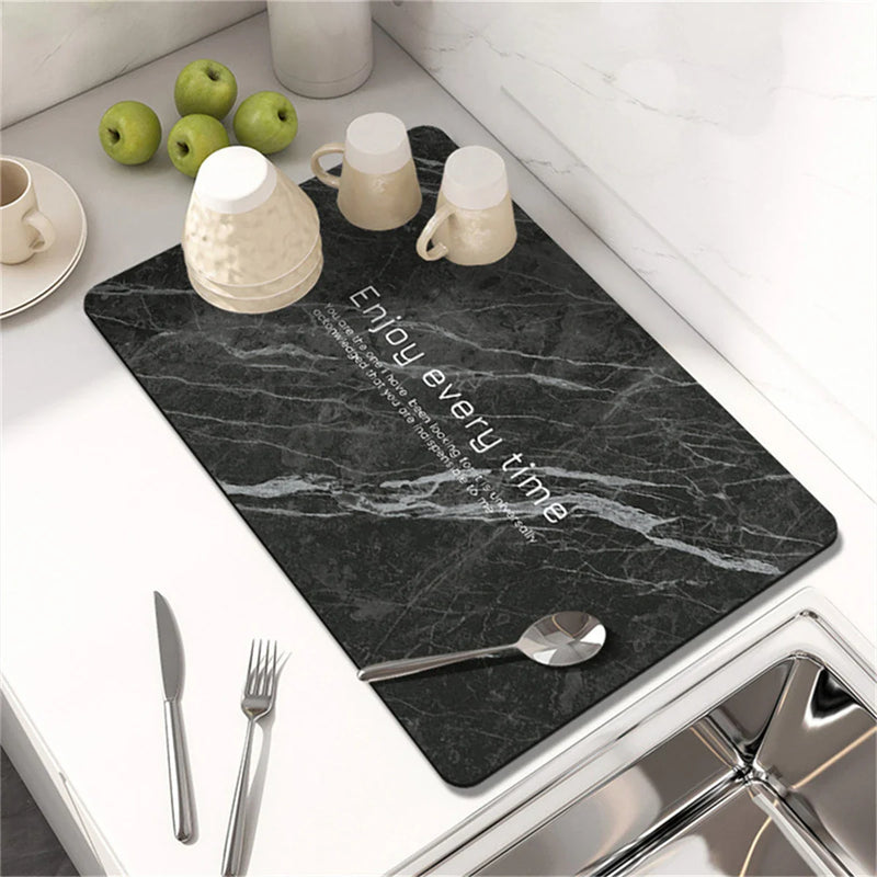 Axyaa Silicone Stripe Kitchen Drying Mat - Absorbent & Stylish Tables Cups Holder
