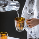 Axyaa Double-Layer Glass Mug with Handle, Heat-Resistant, Kawaii Design
