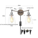 Axyaa 2-Head LED Wall Sconce Industrial Iron Glass Retro Stair Light Fixtures