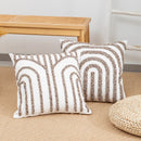 Axyaa Geometric Coffee Tassel Cushion Cover 45x45cm for Sofa, Couch, Bed