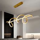 Axyaa Gold Wave LED Pendant Lights: Modern Luxury Chandelier for Dining Kitchen Bar