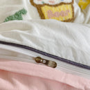 Axyaa Ice Cream Embroidered Bedding Set: Duvet Cover, Sheet, Pillowcases - Soft & Skin-friendly