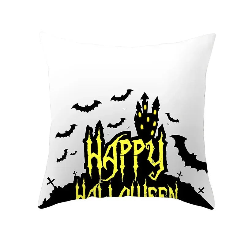 Axyaa Black Cat Pumpkin Cushion Cover 45x45 cm - Home Decor Funny Printed Pillow Case