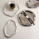 Axyaa Silver Ceramic Storage Tray for Home Decor and Organization