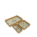 Axyaa Rattan Storage Basket Set - Hand-Woven Shell Design for Food Display & Decoration