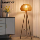 Axyaa Japanese Pumpkin Wooden Floor Lamp LED Lighting for Home Decor