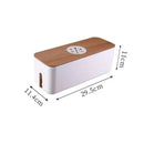 Axyaa Wooden Cable Storage Box Power Strip Case for Organized Wire Management
