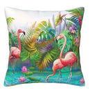 Axyaa Flamingo & Tropical Floral Pillow Cover Pattern for Sofa, Bedroom, Car