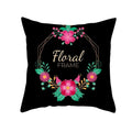 Flamingo Flower Rainforest Cushion Cover with Tropical Plant Animal Pattern by Axyaa