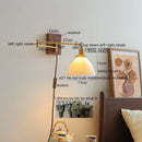 Axyaa Modern LED Wall Lights Walnut Ceramic Nordic Bedside Lamp
