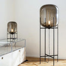 Axyaa Smoke Gray Glass Floor Lamp Industrial Nordic Style for Living Room & Bedroom