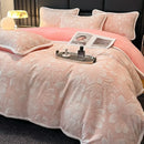 Axyaa High-End Jacquard Milk Fleece Winter 4-Piece Bed Set