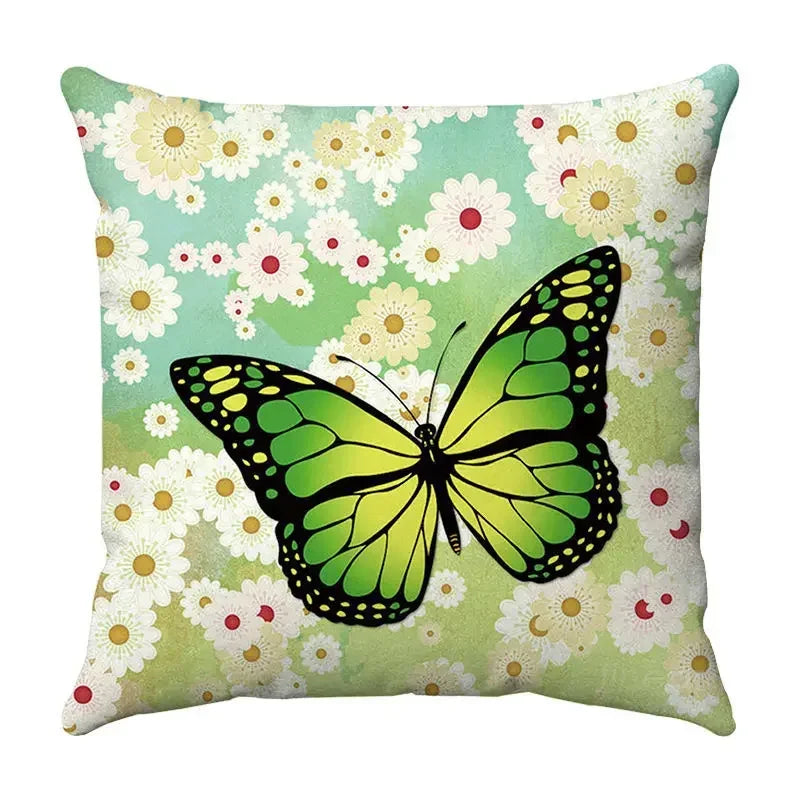 Axyaa Butterfly Print Cushion Cover 45x45cm - Farmhouse Stylish Home Decor Pillow Cover