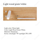 Axyaa Wood Grain LED Bedside Lamp with Wireless Charging