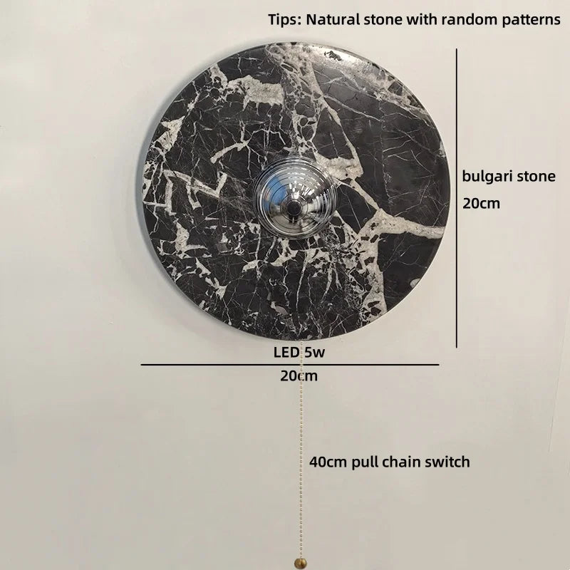 Axyaa Round Stone LED Wall Sconce Shower Light 220v White Ball Bulb Mirrors Stair Kitchen Bathroom