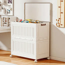 Axyaa 75cm Large Capacity Foldable Toy Storage Box with Wheels, White