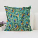 Axyaa Peacock Feathers Cushion Cover Set for Bed and Sofa