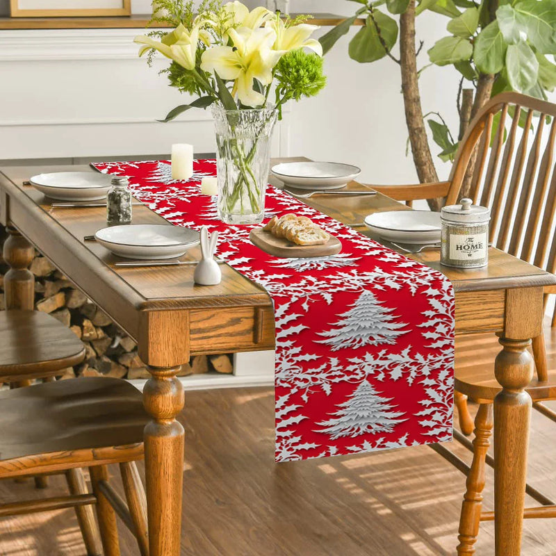 Axyaa Christmas Holly Berry Table Runner for Kitchen Dining Decor