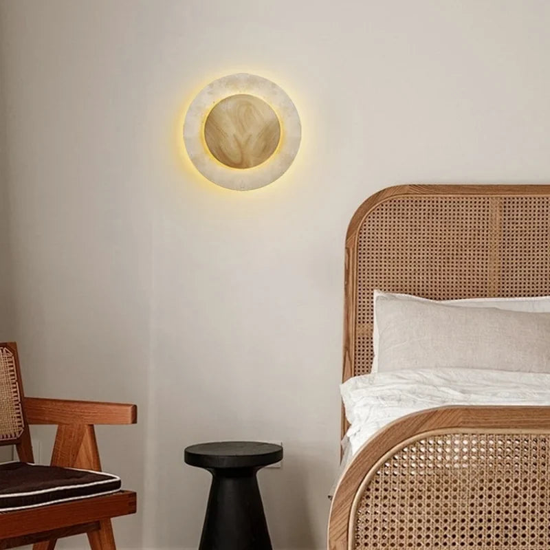 Axyaa Nordic LED Stone Wall Light with Pull Chain Switch for Modern Bathroom & Bedroom