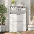 Axyaa 3-Door Shoe Storage Cabinet: Entryway Organizer, Freestanding Slim Design