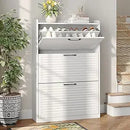 Axyaa 3-Door Shoe Storage Cabinet: Entryway Organizer, Freestanding Slim Design