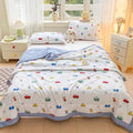 Axyaa Washed Cotton Printed Summer Quilt - Machine Washable Thin Quilt