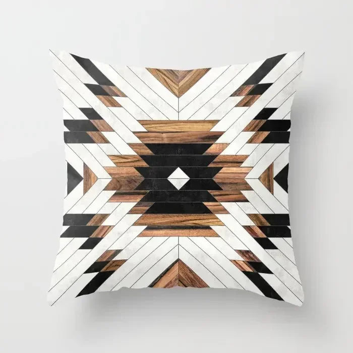 Axyaa Wood Texture Marble Pillowcases - Geometric Cushions Case for Home Decor