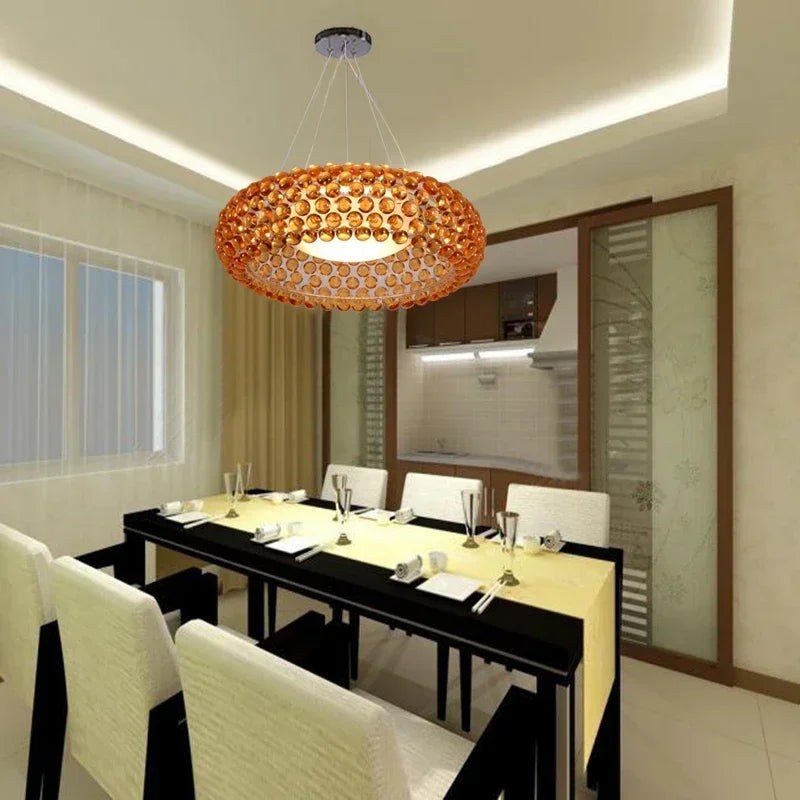 Axyaa Acrylic LED Pendant Chandelier Transparent Gold Floor Lamp