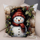 Axyaa Winter Snowman Print Pillowcase Set for Christmas Day Party Décor & Home Gift