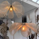 Axyaa Flower LED Chandelier: French Fabric Modern Ceiling Pendant Light