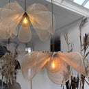 Axyaa Japanese Floral LED Chandelier, Elegant French Fabric Ceiling Pendant for Modern Home Décor