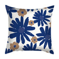 Axyaa Blue Daisy Geometric Flower Leaf Pillow Cover Square Decorative Cushion Cover