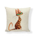 Axyaa Striped Cat Print Pillowcase for Living Room Sofa Office Chair
