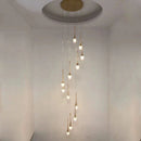 Axyaa Luxury Crystal LED Chandelier, Gold Pendant Light for Staircase and Lobby