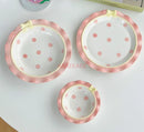 Axyaa Pink Tender Dessert Bow Plate Deep Fruit Household Tableware