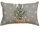 Axyaa Christmas Reindeer Pillowcase 30x50cm Gray Stripe Winter Holiday Couch Decor