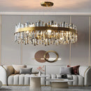 Axyaa Gold Black Crystal Chandelier Hanging Lamp for Elegant Indoor Lighting