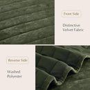 Axyaa Olive Green Velvet King Quilt with 2 Shams - Luxurious Striped Design