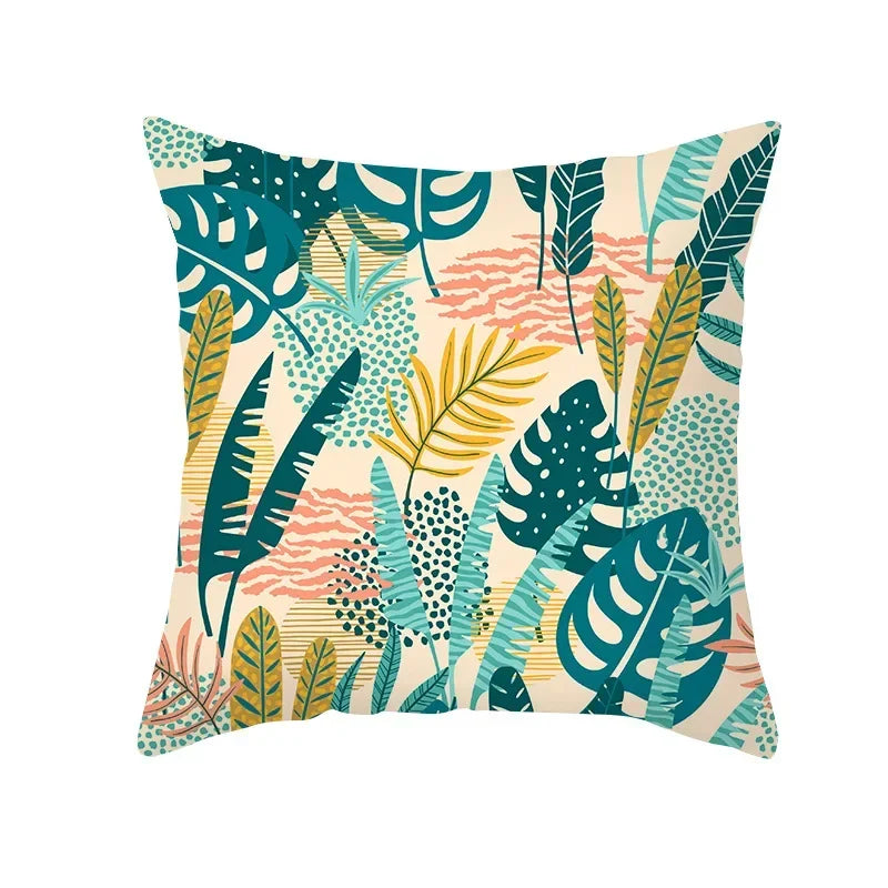 Axyaa Tropical Plant Pillowcase 45*45cm Decor for Home Office Car