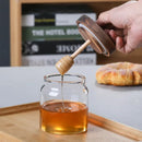 Axyaa Glass Honey Jar with Wooden Lid and Mixing Rod