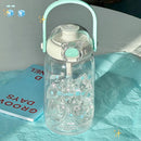 Axyaa Kawaii Large Capacity Water Bottle with Straw Handle for Cold Drinks