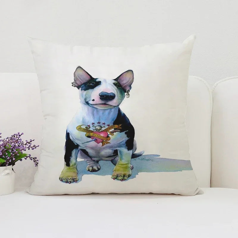 Bull Terrier Art Anime Pillow Cover 40x40 Axyaa Home Decor Throw Pillow