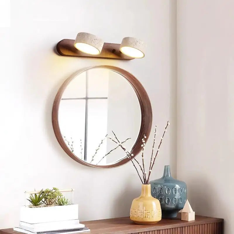 Axyaa Travertine Stone Sconce Light Rotatable for Bedroom Bedside