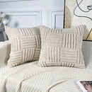 Axyaa Plush Cream White Throw Pillow Covers, Modern Farmhouse Couch Sofa Decor